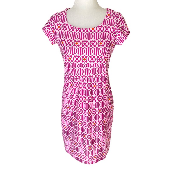 Jude Connally Patty Pink White Orange Geometric Mini Slip Dress - S - Picture 1 of 10